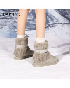 Daphne Fuzzy Snow Boots Women's Warm Short Boots with Fur Lining 4024608069 Light Gray 35