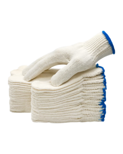 NHZHIW Cotton Work Gloves 100 Pairs/Pack 500 Blue Edge Reinforced Anti-Slip Durable Industrial Cotton Gloves