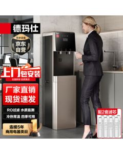 DEMASHI Commercial Water Purifier Direct Drinking Water Machine for Office, School, and Factory Use, Stainless Steel Direct Drinking Machine with Hot and Cold Water KS-08LG-1H [Includes 2 Sets of Filters]