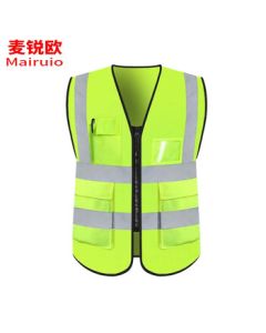 MaRuiOu Reflective Vest, Reflective Safety Vest for Cycling, Traffic, Construction, and Sanitation, Fine-Knit Fabric with Multiple Pockets, Fluorescent Yellow, 3XL, 1 Piece