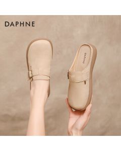 Daphne Women's Closed-Toe Mule Slippers Fashionable Versatile Flat Slip-On Birkenstock Sandals - Beige, Size 39