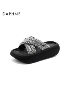 Daphne Platform Slide Sandals Summer New Soft-Sole Lightweight Comfortable Women's Shoes 4025303320 Silver 35
