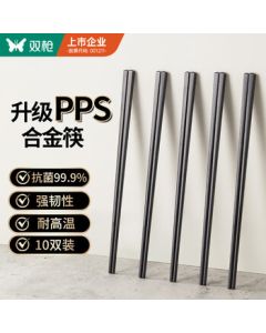 Suncha Chopsticks - High-Temperature Resistant Smooth Alloy Chopsticks, Non-Moldy Chinese-Style for Home or Restaurant Use, Pack of 10