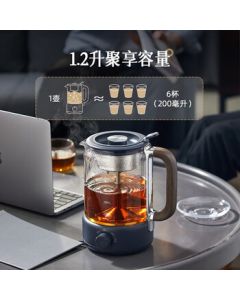 Bear Health Pot 1.2L Large Capacity Tea Maker, Retro Wooden Handle Spray Steaming Teapot, All-in-One Tea Boiler and Kettle ZCQ-D12Z3