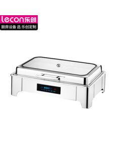 Lechuang Buffet Food Warmer Serving Counter Hotel Restaurant Chafing Dish Large Glass Digital Control Hydraulic Flat Visual Hydraulic Flip Cover Single Compartment Deepened 11.5L LC-803SK-1