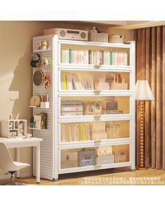 Kitchen Pro Steel Bookcase Dustproof Floor-standing Multi-layer Kids Bookshelf Vertical Storage Cabinet All-in-one Wall-mounted Bedroom Living Room Shelf