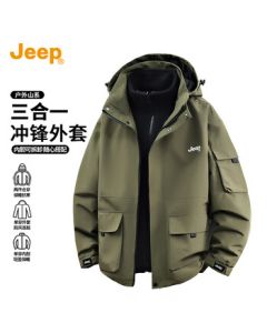 Jeep (JEEP) Three-in-One Detachable Liner Men's Windbreaker Jacket 2025 Autumn/Winter Outdoor Mountain Climbing Sport Coat for Men