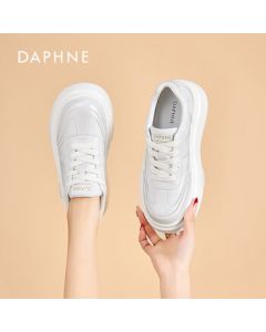 DAPHNE Women's Casual Canvas Sneakers with Thick Sole - Pearl White Size 40