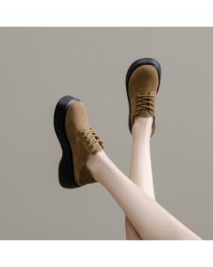 Daphne Platform Round-Toe Slip-On Birkenstock Loafers in Brown Retro British Style - Brown 38