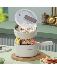 DAEWOO 1.6L Multi-function Mini Electric Pot for Home, Dormitory, and Instant Noodles, Model DYZG-16G9, Coral Red