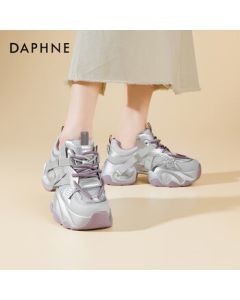 Daphne Dad Shoes Women's Casual Thick-Sole Height-Increasing Spring New Mesh Breathable Sports 4025101284 Silver Purple 34
