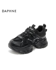 DAPHNE Chunky Platform Sneakers – Lightweight, Versatile, Slimming Design, Casual Dad Shoes, Black, Size 38