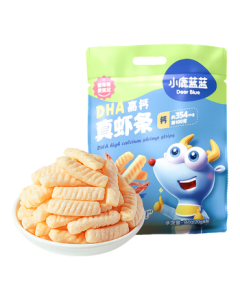 Little Deer Lanlan DHA High-Calcium Real Shrimp Strips Original Flavor, Baby & Kids Snack, Shrimp Strips Teething Biscuits 160g (8 Small Bags)