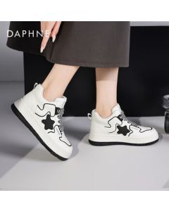 Daphne Women's Casual Shoes Thick-Soled Sneakers Soft-Bottom Star White Shoes 4024404204 Black 39