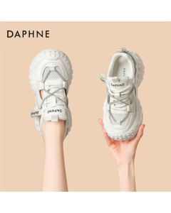DAPHNE Chunky Sneakers for Women - Hollow-Out Breathable Casual Sports Shoes 4024303205 Beige Size 40