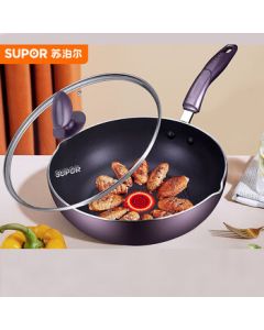 SUPOR Non-Stick Frying Pan 28cm Red Dot Induction Cookware with Lid, Universal for Gas and Induction Stove PJ28R4