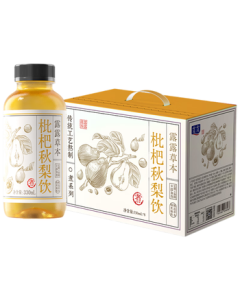 Lulu Loquat and Autumn Pear Drink 330ml*8 Bottles, Health Beverage, Low-Sugar Plant-Based Tea Drink, Whole Case