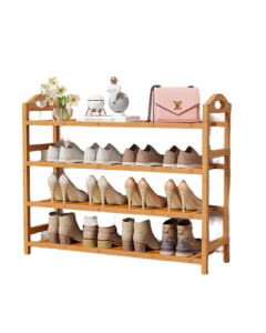 Anerya Simple Bamboo Shoe Rack, Entryway Dorm Shoe Storage Cabinet with Dustproof Shelf, Original Color 4-Tier 80cm