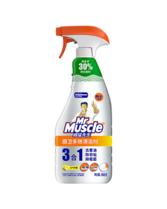 Mr Muscle Triple Action Kitchen & Bath Cleaner - Heavy Grease Removal, Mold Inhibition, Soap Scum Elimination, 500g, Refreshing Lemon