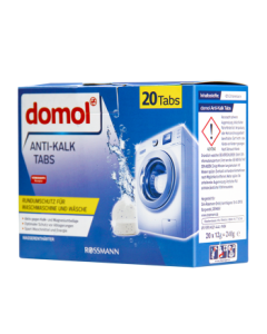 Domol Washing Machine Cleaner Effervescent Tablets, 20 Tablets - Removes Stains, Odors, and Inhibits Bacteria for Drum Cleaning