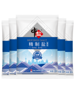 Zhongyan Refined Salt 500g*5 [Iodized Well and Rock Salt] Cooking Seasoning Fine Salt Edible Salt by Zhongyan