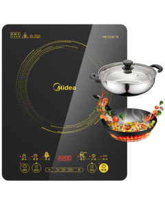 Midea Induction Cooker Ceramic Cooktop for Home Use, 2200W High Power New Induction Stove with Hot Pot Function, Complete Set with One-Panel Design and Included Cookware WH2202S