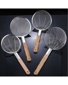 MinNai Stainless Steel Slotted Spoon for Home Use, Reinforced Skimmer with Wooden/Bamboo Handle, 30 Mesh Fine Filter Spoon, 28cm