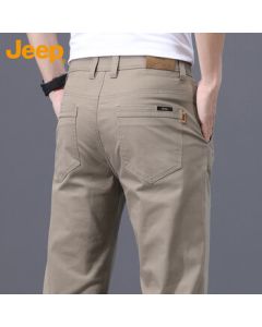 JEEP Casual Pants for Men, Spring and Autumn Business Loose Fit Trendy Straight-leg Versatile Trousers - Khaki 32