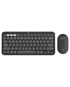 Logitech PEBBLE 2 COMBO Enterprise-Grade Wireless Office Quiet Bluetooth Keyboard & Mouse Set - Ultra-Thin Portable Stylish 2.4G+BT Midnight Black [Bulk Order Discount]