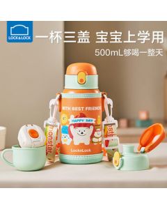 Lock&Lock Kids Insulated Water Bottle with Straw for 3-6 Years Old, School Drinking Cup for Girls