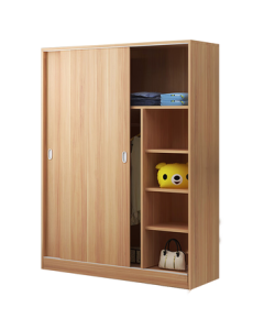 Zhongwei Sliding Door Wardrobe Simple Push-Pull Door Wooden Panel Integrated Assembly Bedroom Sliding Door Cabinet Minimalist Two-Door Wardrobe