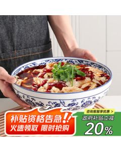 Chuanqi Large Ceramic Soup Bowl 10-inch Soup Bowl Pickled Fish Bowl Noodle Bowl Mixing Bowl Household Ceramic Bowl Blue and White Porcelain