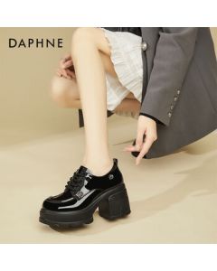 Daphne Chunky Heel Black Women's Shoes Fashion Versatile Petite Commuter Loafers Flats - Black, Size 37