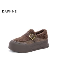Daphne Women's Fleece-Lined Cotton Shoes, Warm Ugly-Cute Slip-On Sneakers, Outdoor Fuzzy Birkenstock Shoes 4024607179 Brown Size 36