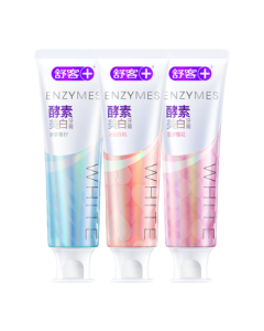 Saky White Enzyme Toothpaste - Removes Yellow Stains, Tartar, Freshens Breath, Fluoride for Cavity Prevention (3 Tubes, 360g, Random Old/New Packaging)