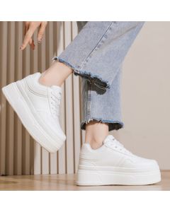Daphne [Casual Versatile] Women's Casual Shoes Fashion Color-Blocking Sneakers Platform White Shoes White 37