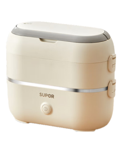 SUPOR QC Series Electric Heating Lunch Box with Steam Cooking Function, 304 Stainless Steel Inner Pot, Double-Layer 4-Compartment Design, Office Lunch Container DH04FD815