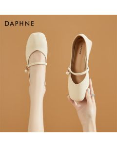 DAPHNE DAPHNE Mary Jane Shoes Women's Little Fragrance Shallow French Single Shoes High Heel Elegant Slip-On Women's Shoes Beige 35