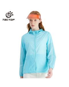 TECTOP Breathable Windbreaker Water-Repellent Quick-Dry Jacket for Women - Moon Blue 2XL