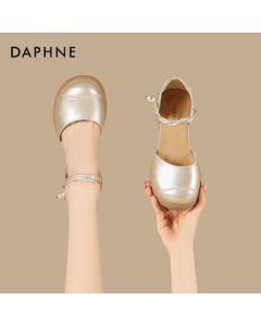 Daphne Platform Closed-Toe Mary Jane Shoes for Women, Summer Single Strap High Heel Sandals 4025101799, Champagne, 39