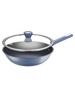 SUPOR 30cm Titanium Non-Stick Frying Pan, Coating-Free Wok for Home Use, Lightweight with Less Smoke EC30JGC06
