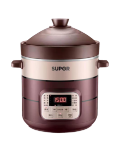 Supor 6L Electric Stew Pot with Ceramic Inner Pot, Large Capacity Slow Cooker for Soup, Porridge, and Stews, Smart Timer with Tajine Lid, Health Pot DG60YC806