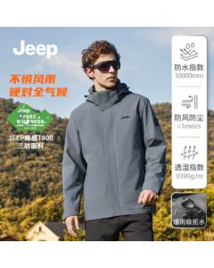 JEEP Unisex 3-in-1 Fleece-Lined Jacket for Outdoor Hiking and Urban Commuting - Nomad Gray XL