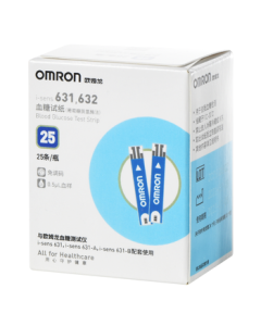 Omron (OMRON) Blood Glucose Test Strips 631,632 (25 Strips + 25 Lancets) Compatible with 631/631-A Glucose Meter for Home Use