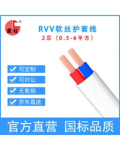 Guochao Cable RVV 2*2.5mm² National Standard Copper Flame Retardant Two-Core Household Wire, Flexible Sheathed Cable, 100 Meters, White