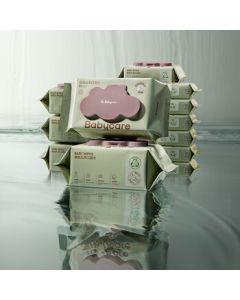 babycare Baby Wipes for Hands & Mouth, Newborn Thick Facial Wipes Set - 6480 Purple Lid Wipes (80 Sheets x 9 Packs + 20 Sheets x 6 Packs)