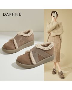 Daphne Retro Comfortable Versatile Platform Birkenstock Shoes for Women, Winter Fleece-Lined Warm Lightweight Fuzzy Slippers, Grey, Size 37