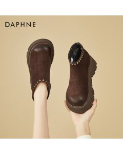 DAPHNE Women's Platform Birkenstock Ankle Boots Retro Brown Boots Fashion Women's Boots Fleece-Lined Chelsea Boots Brown Size 36
