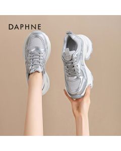 DAPHNE Daphne Platform Chunky Sneakers Women's Sports Running Shoes Mesh Silver 35
