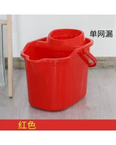 AIFO Hand-Press Thickened Mop Bucket with Pulley, Squeeze Bucket, Cleaning Single Bucket, Large Red Mop Bucket 14L 1pc